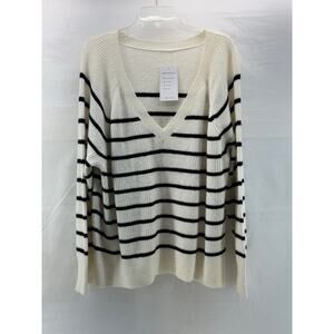 New X-Large zesica soft striped sweater black and cream